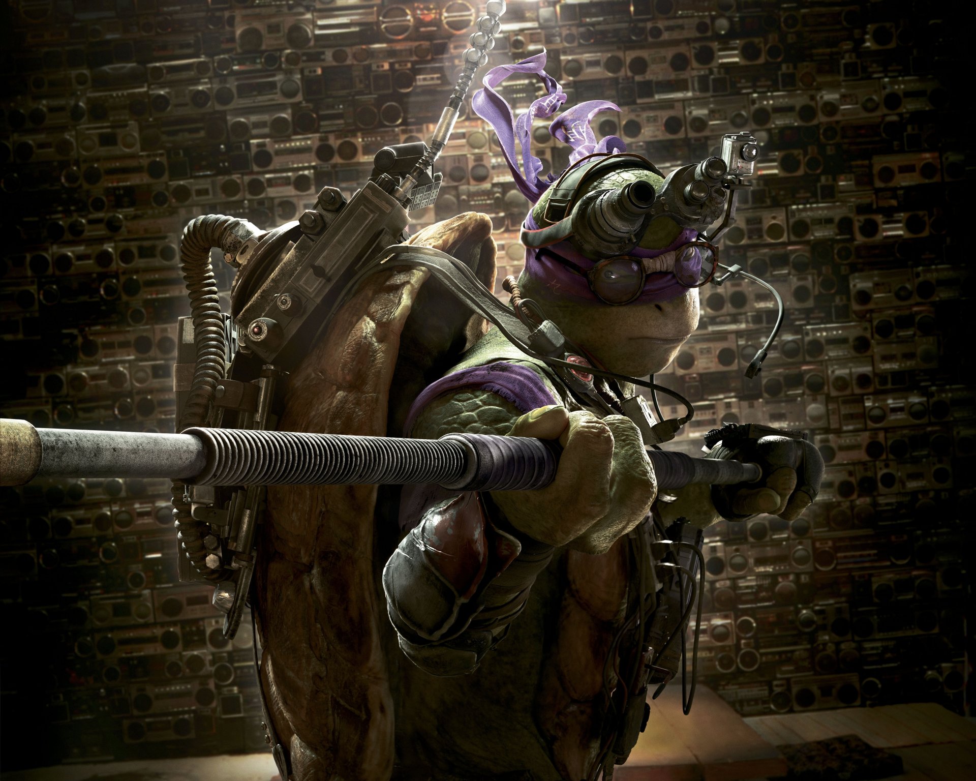 teenage mutant ninja turtles tmnt cine película jeremy howard donatello don donnie acción aventura comedia fantasía ciencia ficción nickelodeon paramount pictures verde reptiles ninja c púrpura bandana máscara técnico armadura arma a bo personal binoculares