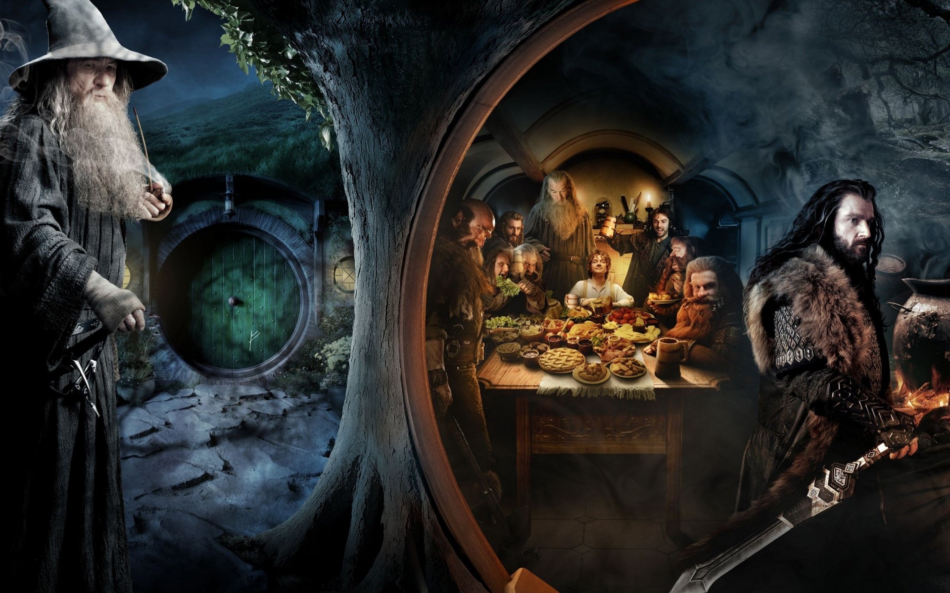 el hobbit un viaje inesperado gandalf bilbo thorin los enanos el hobbiton comarca bag end nora