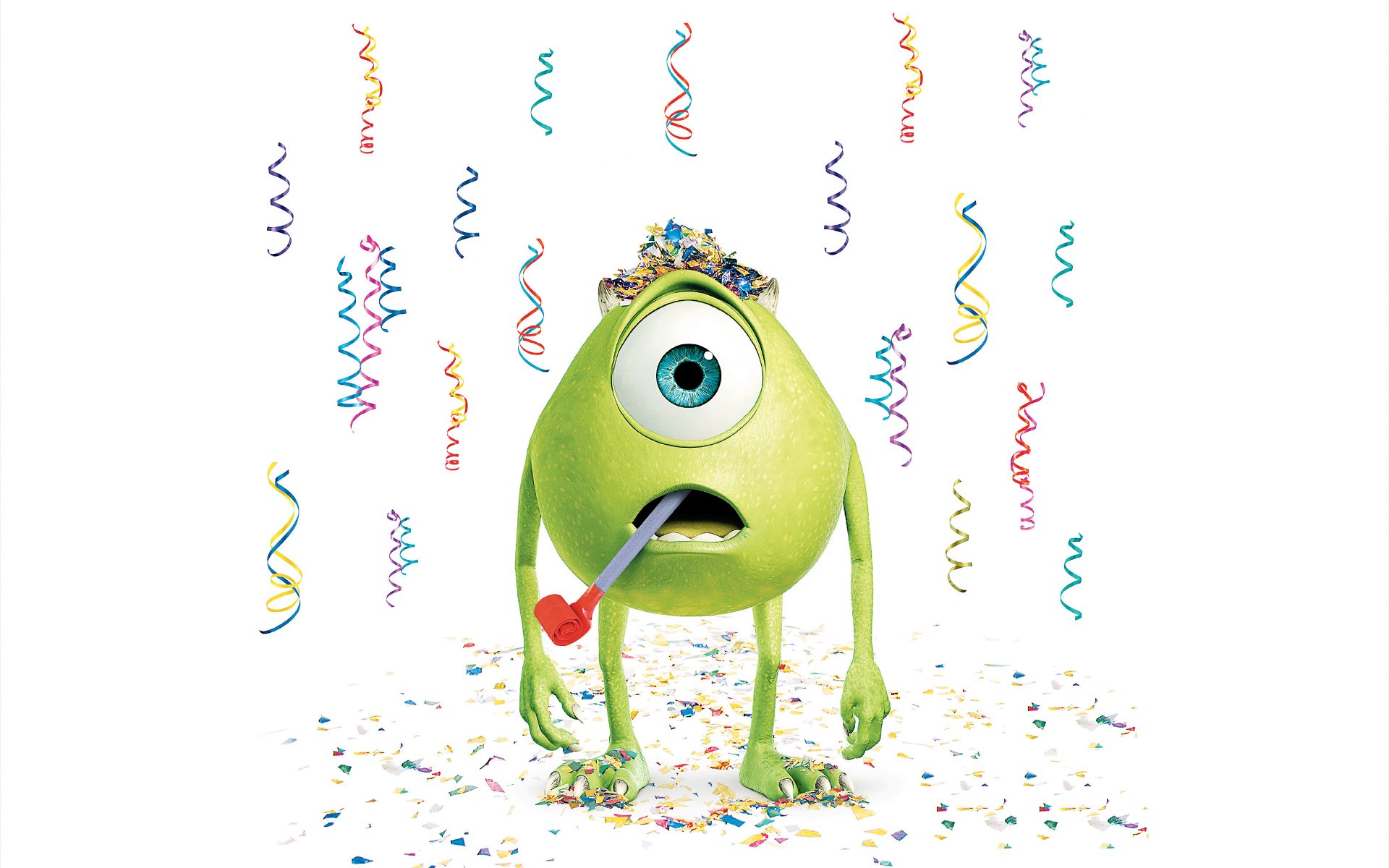 monsters inc. monsters inc. holiday green one-eyed confetti white background