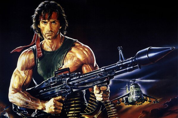 Sylvester Stallone. Das erste Blut. Rambo. Waffe