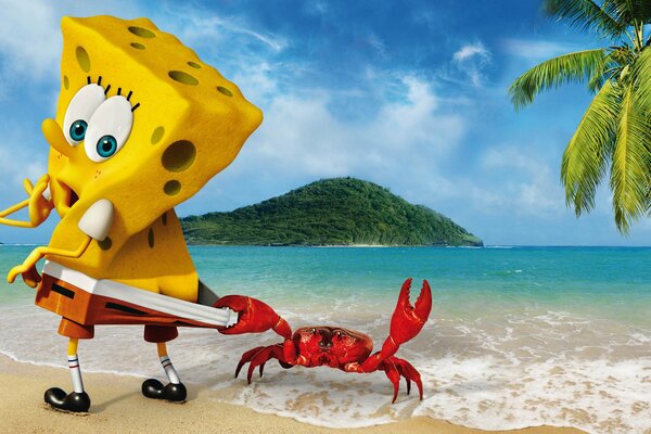 Bob esponja sacada del agua