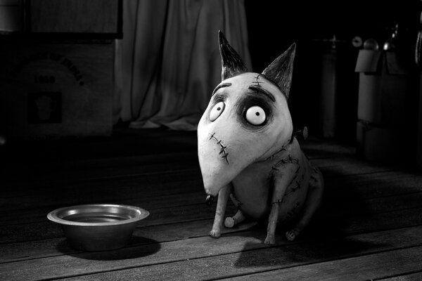 Cane alla ciotola del cartone animato Frankenweenie