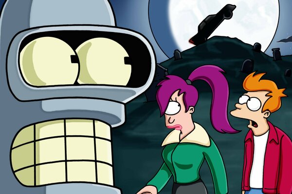 Futurama robot au premier plan