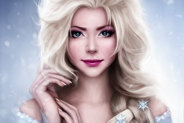 Beautiful art of Elsa from the cartoon cold heart