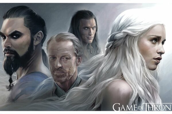 Fantasy image of the heroes of the movie game of Thrones