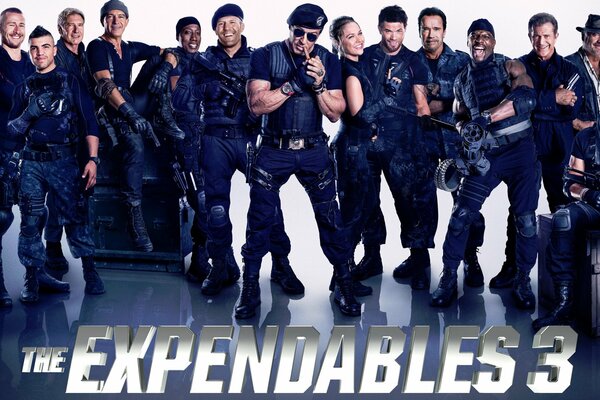 Movie The Expendables 3 all the heroes in blue uniform