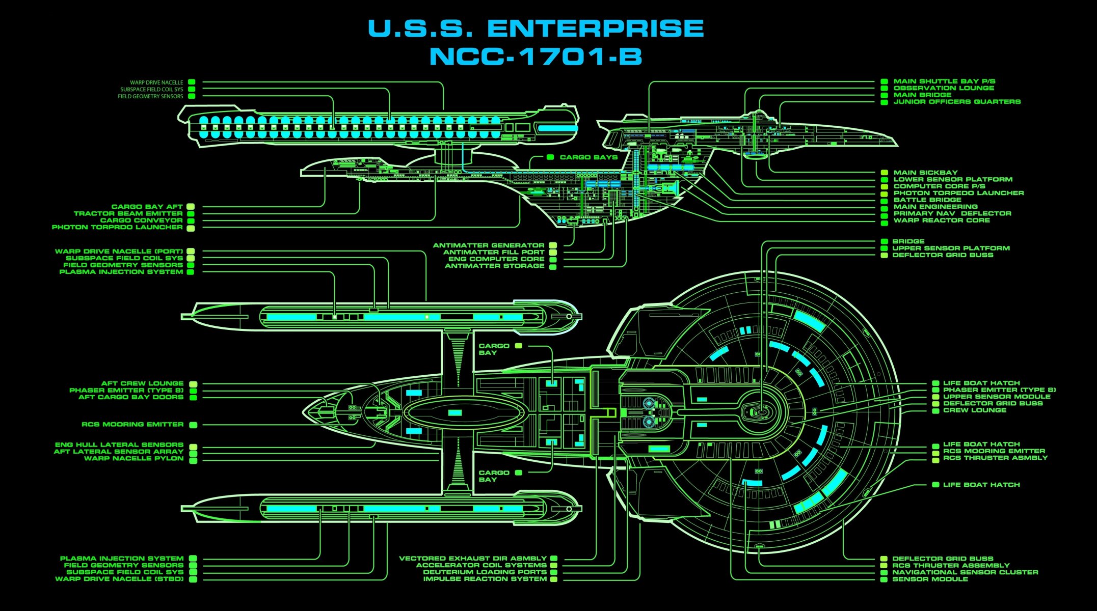 tar trek uss enterprise nc-1701-b nave stellare disegno