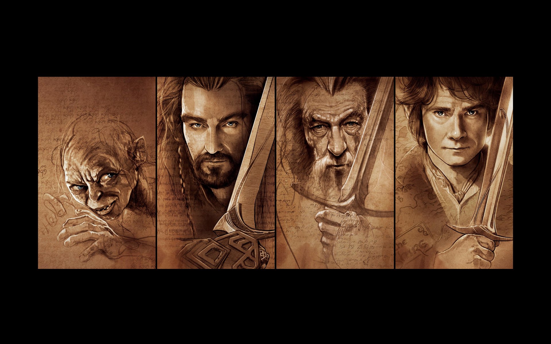 hobbit gollum thorin gandalf bilbo sword