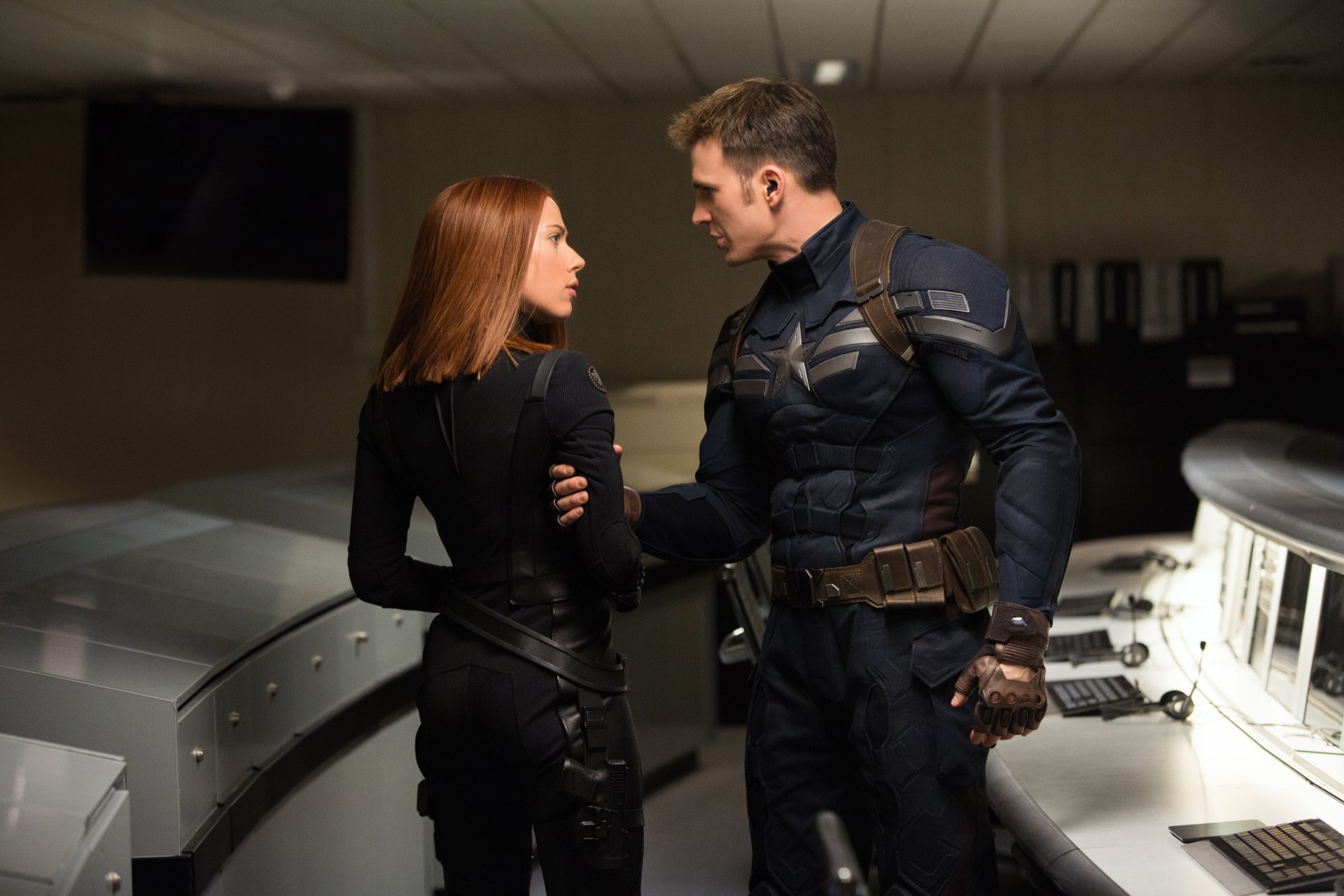 captain america the winter soldier captain america 2 film 2014 scarlett johansson natasha romanoff black widow chris evans steve rogers action adventure sci-fi fantasy marvel entertainment man girl armor red hair hd wallpaper