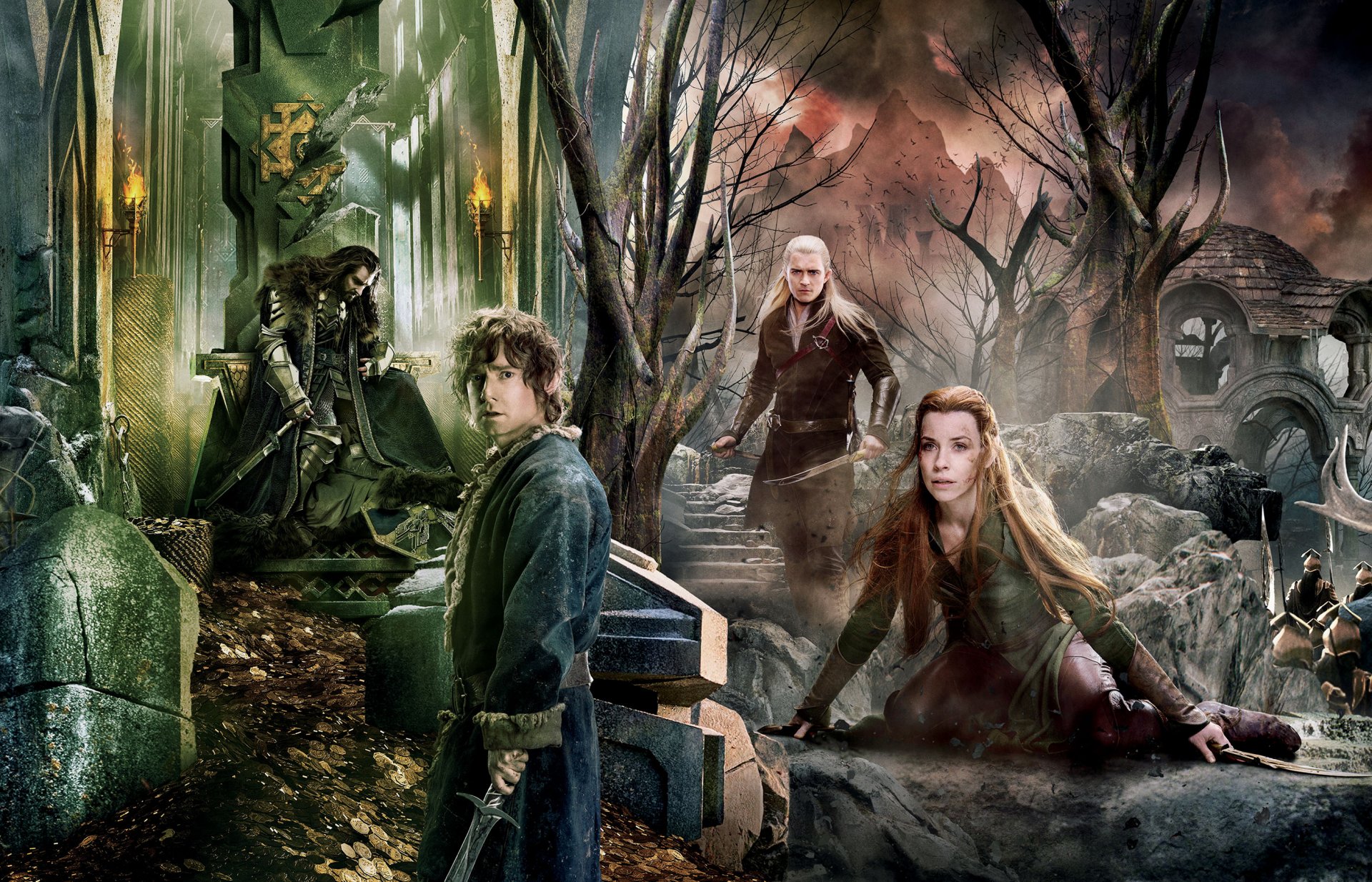 The Hobbit: The Battle of the Five Armies 2014 Martin Freeman Bilbo Baggins Evangeline Lilly Tauriel Orlando Bloom Legolas Richard Armitage Thorin oakenshield Warner Bros. pictures mgm new line cinema adventure fantasy castle throne king weapon