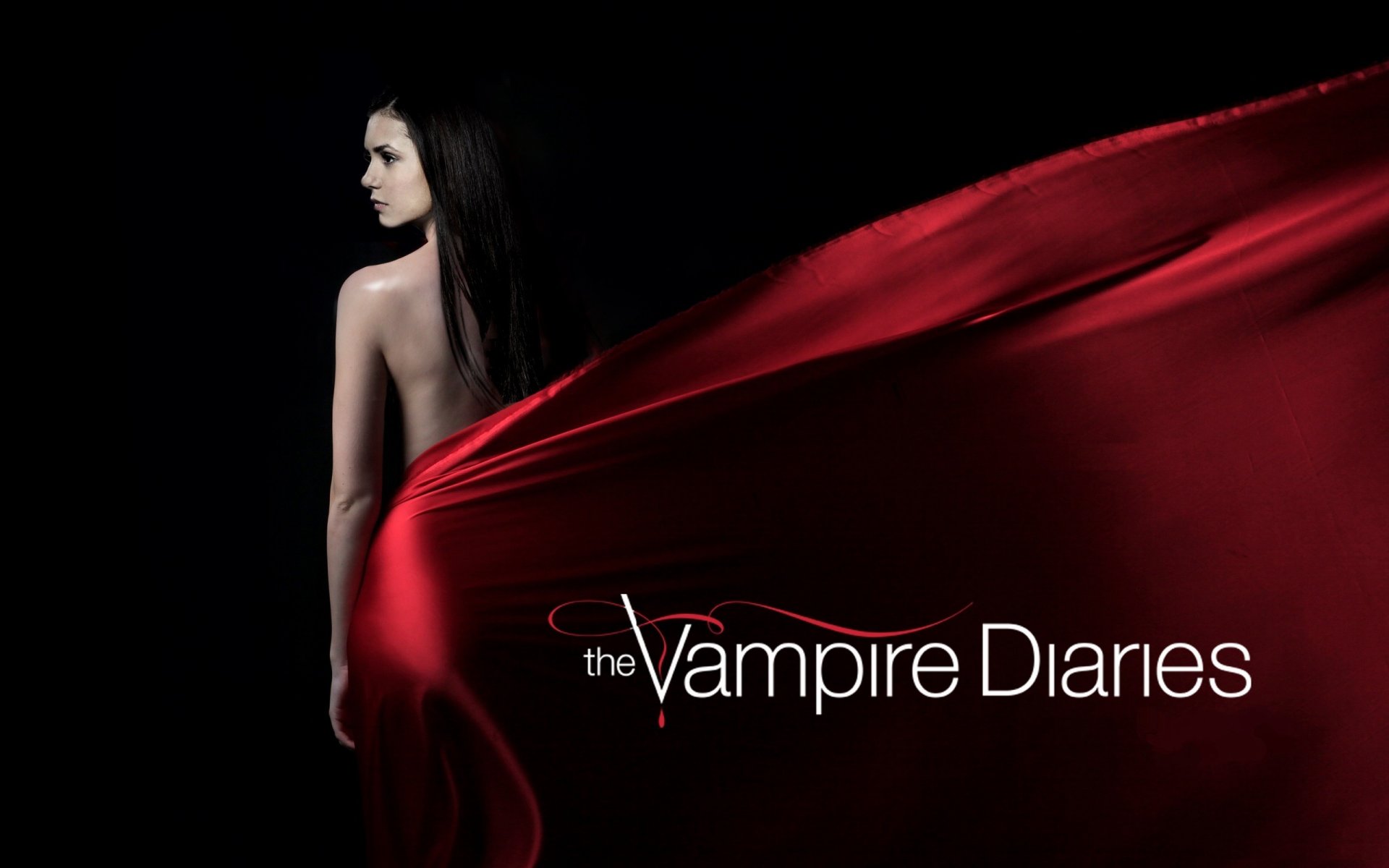 vampirtagebücher tv-serie nina dobrev schauspielerin schwarzer hintergrund brünette