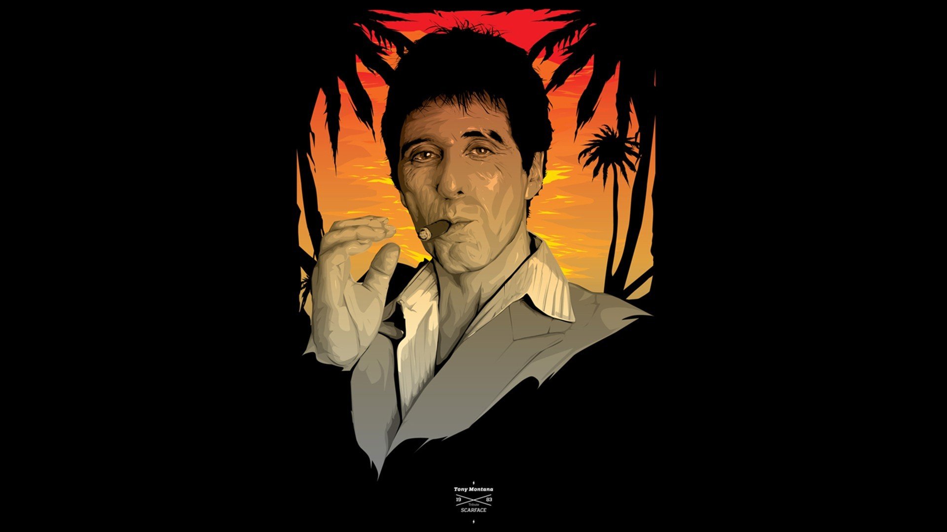 visage avec cicatrice 1983 tony montana fond