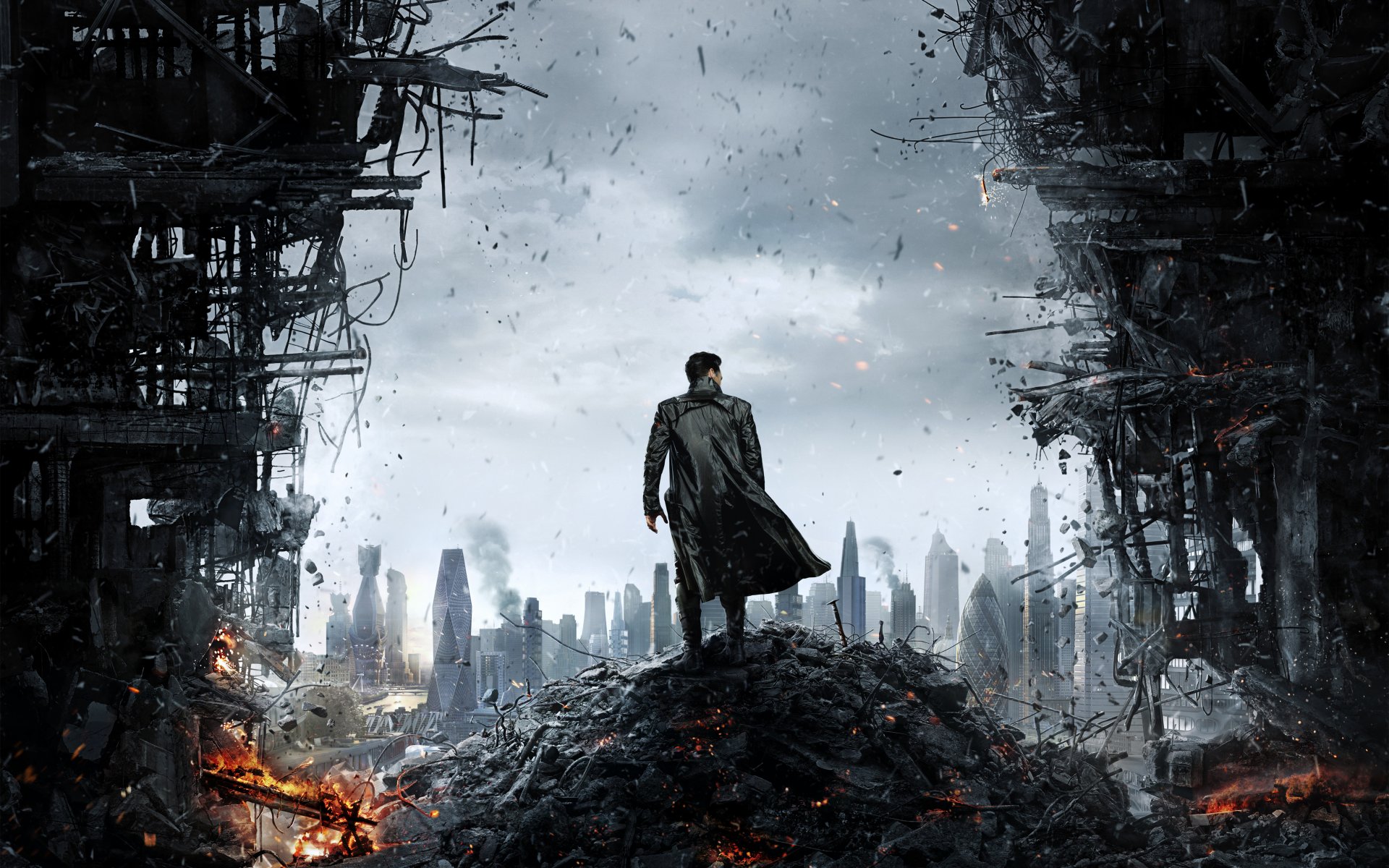 tar trek into darkness han homme manteau ville épave