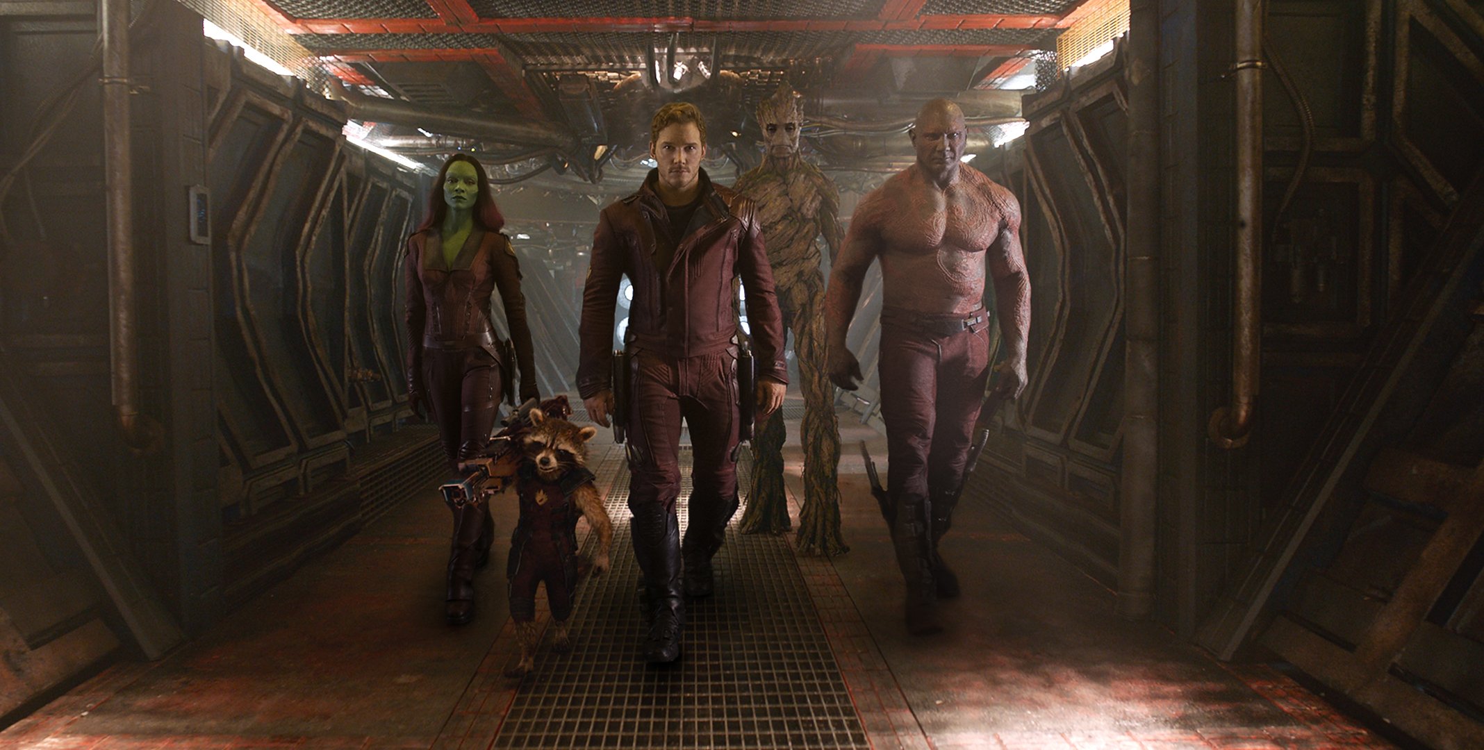 gardien de la galaxie gamora star lord drax destroyer groot raton laveur à réaction gardiens de la galaxie star lord groot marvel marvel batista dave batista chris pratt zoe saldana chris pratt