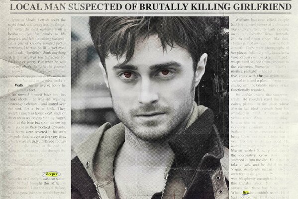 Foto de Daniel Radcliffe en el periódico