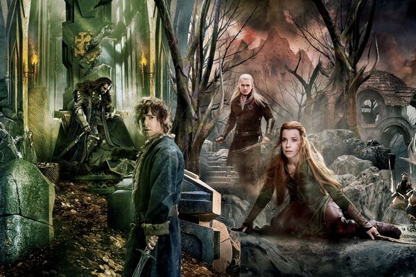 Bohaterowie filmu Hobbit, FANTASY, Mroczny las