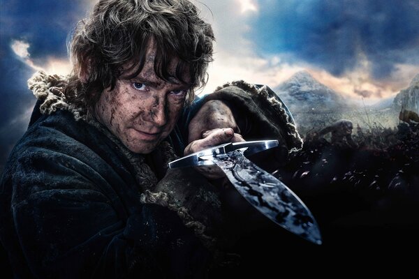 El Hobbit De Peter Jackson. Bilbo con la cuchilla