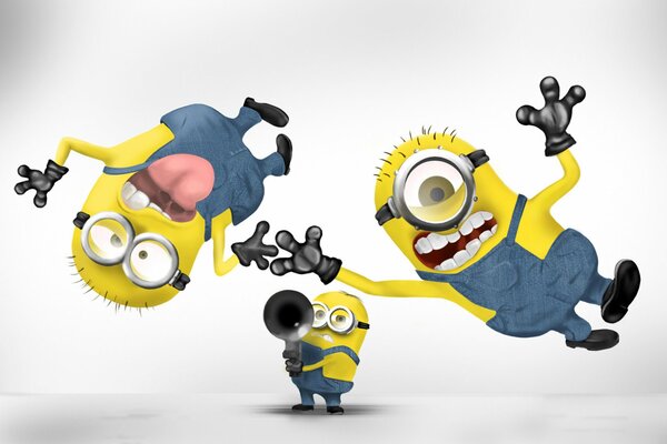 Funny minions on a white background