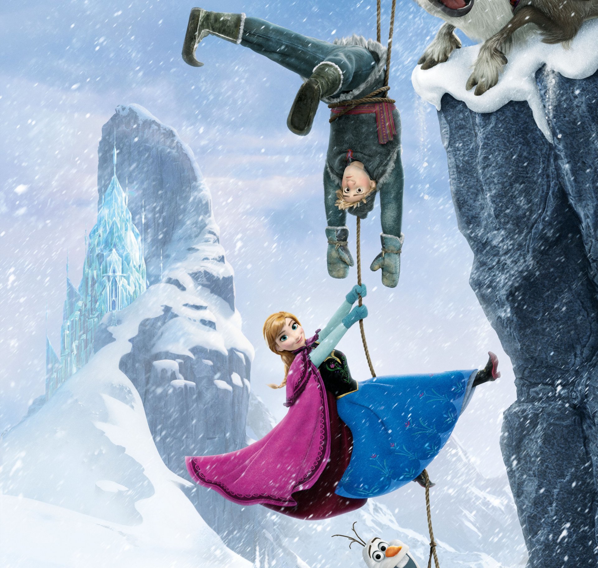 frozen walt disney 2013 arendelle anna kristoff sven olaf frozen animación arendelle reino nieve copos de nieve castillo de hielo ciervo muñeco de nieve princesa