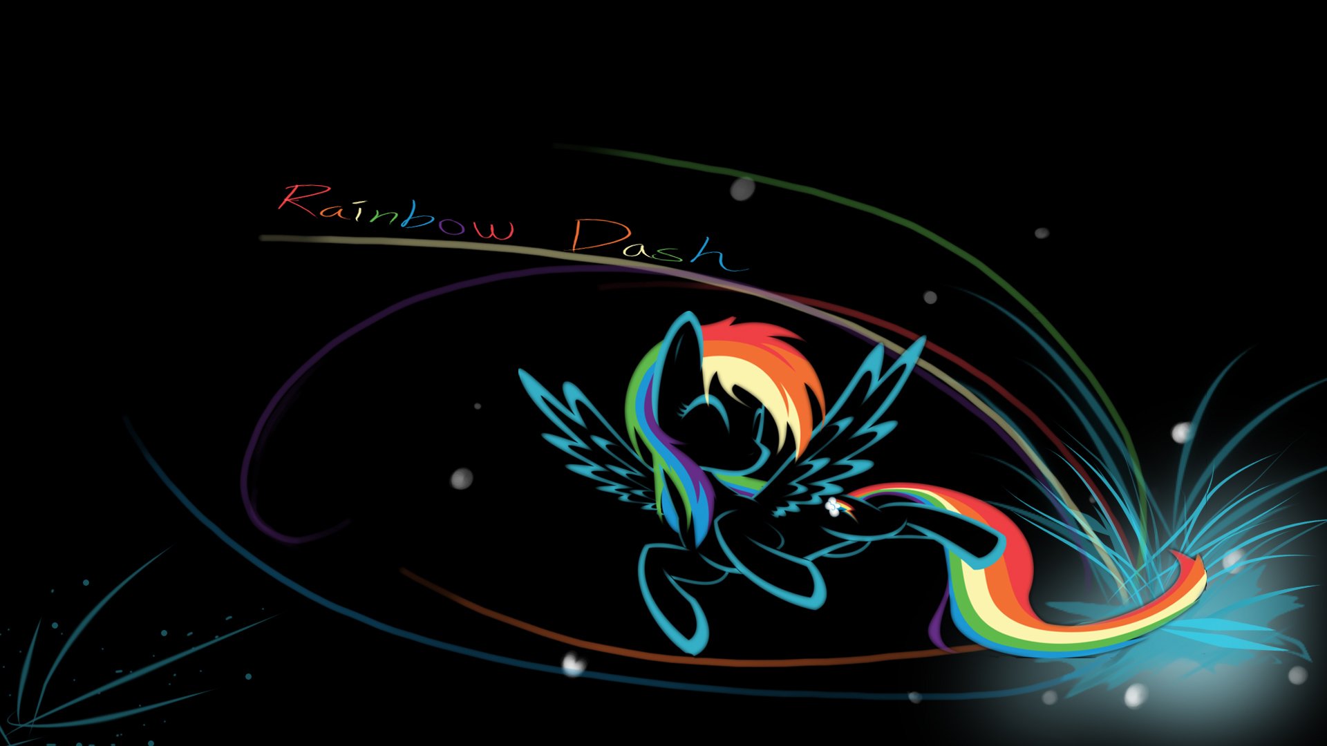 my little pony mlp rainbow dash dash rainbow name background black inscription