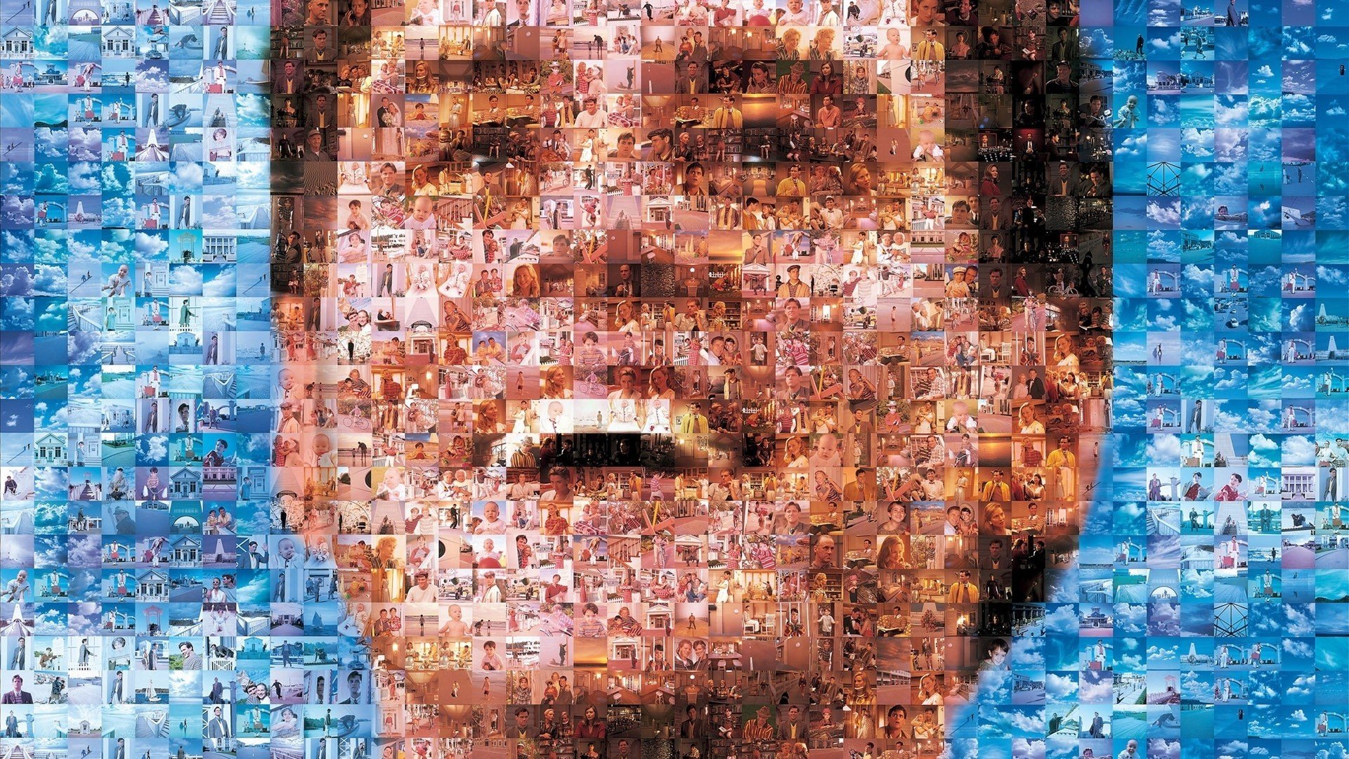 jim carrey artwork portrait smile truman show mosaic screenshots of the scene