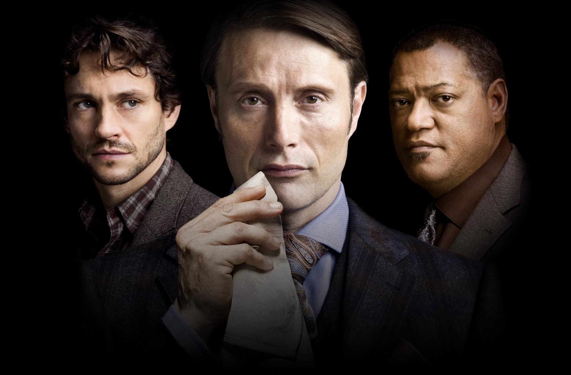 hannibal série télévisée dr. hannibal lecter will graham jack crawford acteurs mads mikkelsen hugh dancy lawrence fishbourne