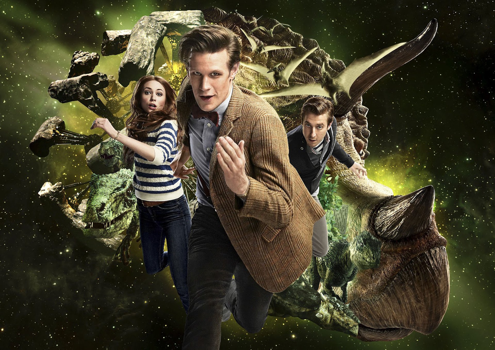 doctor who docteur amy pond amy pond amy arthur darville rory williams rory espace dinosaures série télévisée