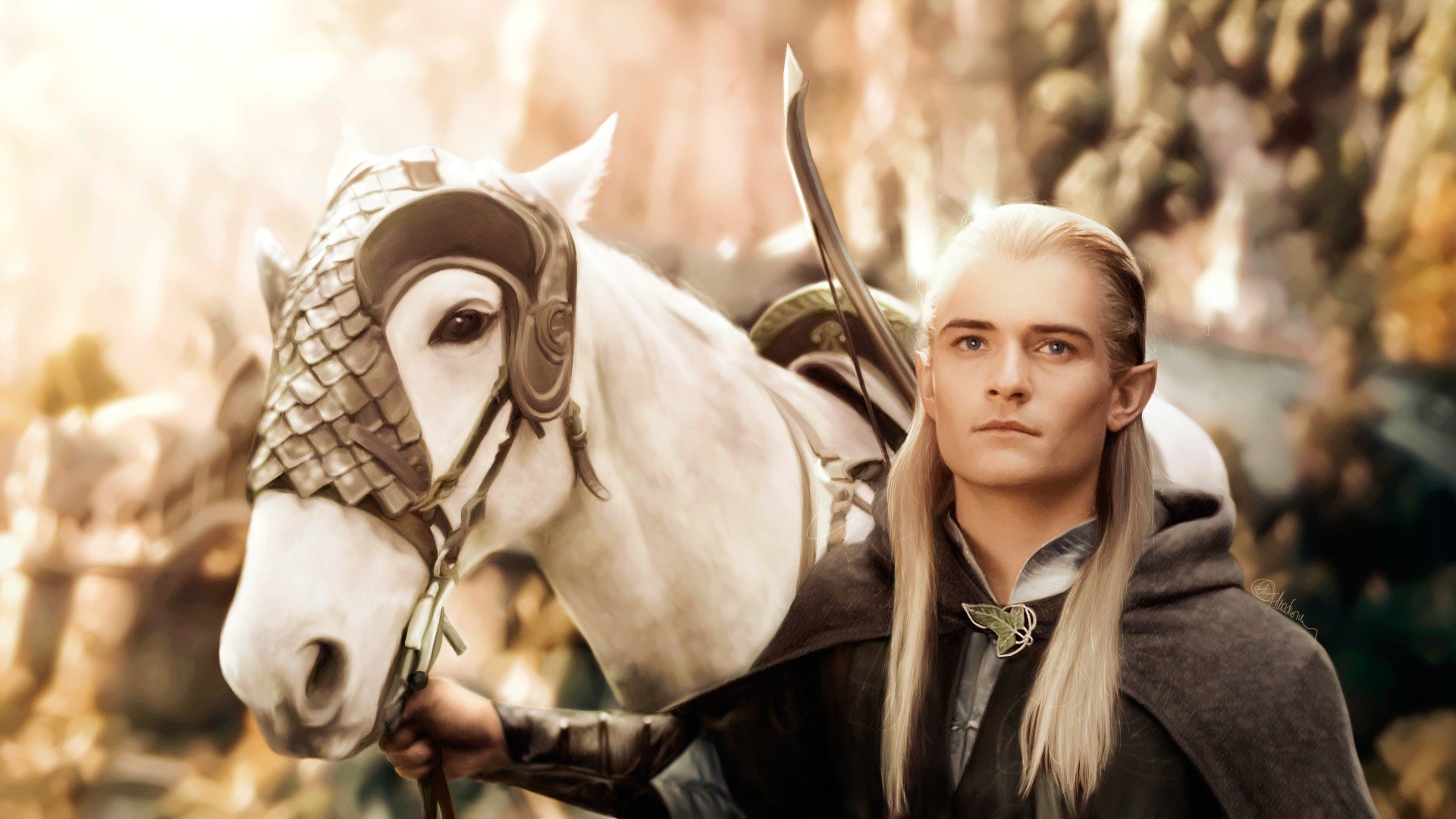 arte il signore degli anelli orlando bloom legolas cavallo