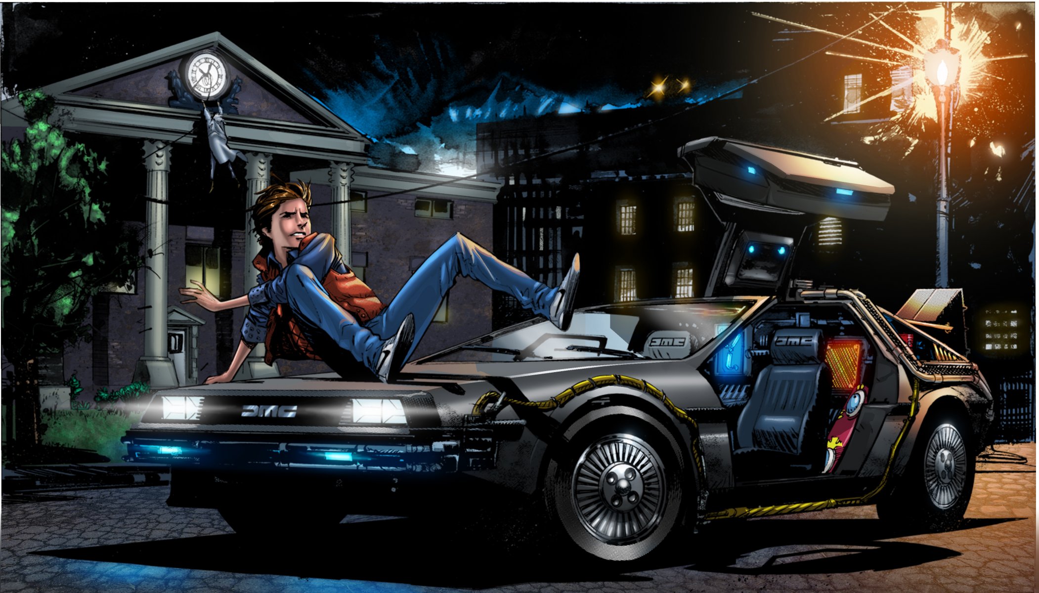 regreso al futuro arte marty mcfly delorean dmc-12 coche