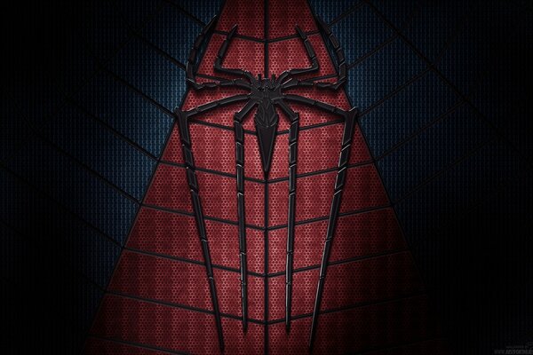 The Spider-Man symbol on his suit