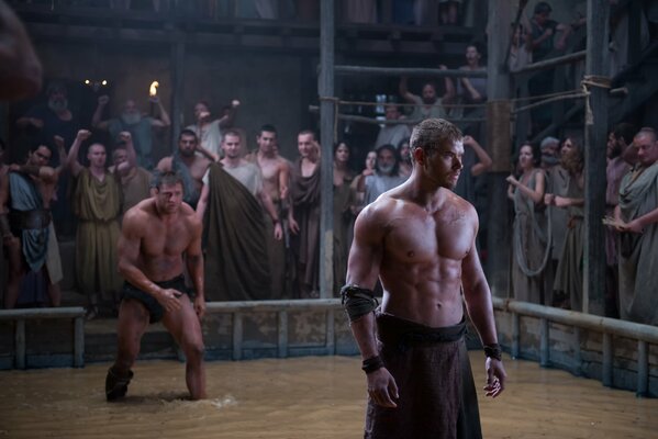 A fight scene from the movie Hercules with Kellan Lutz