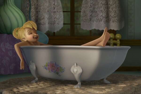 Fairy Tinker Bell in the bathroom