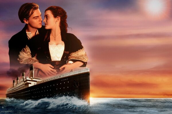 Leonardo DiCaprio e Kate Winslet nel Titanic