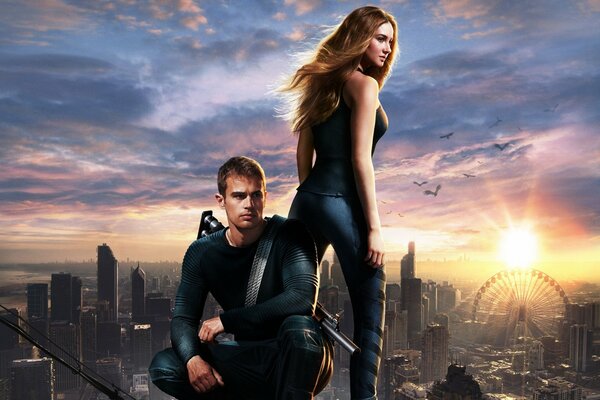 The poster for the film Divergent. Shailene Woodley and Theo James