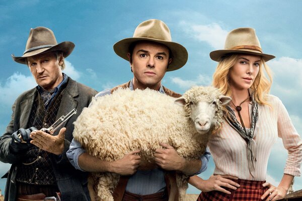 Seth MacFarlane, Charlize Theron, Liam Neeson y la oveja