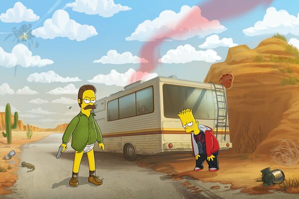 Ned Flanders and Brother Simpson