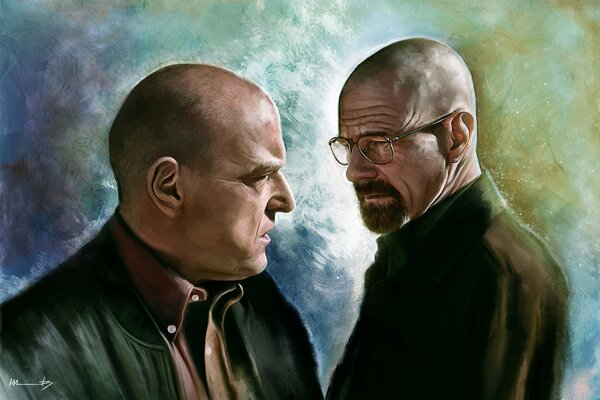 Walter White y el policía en Breaking Bad