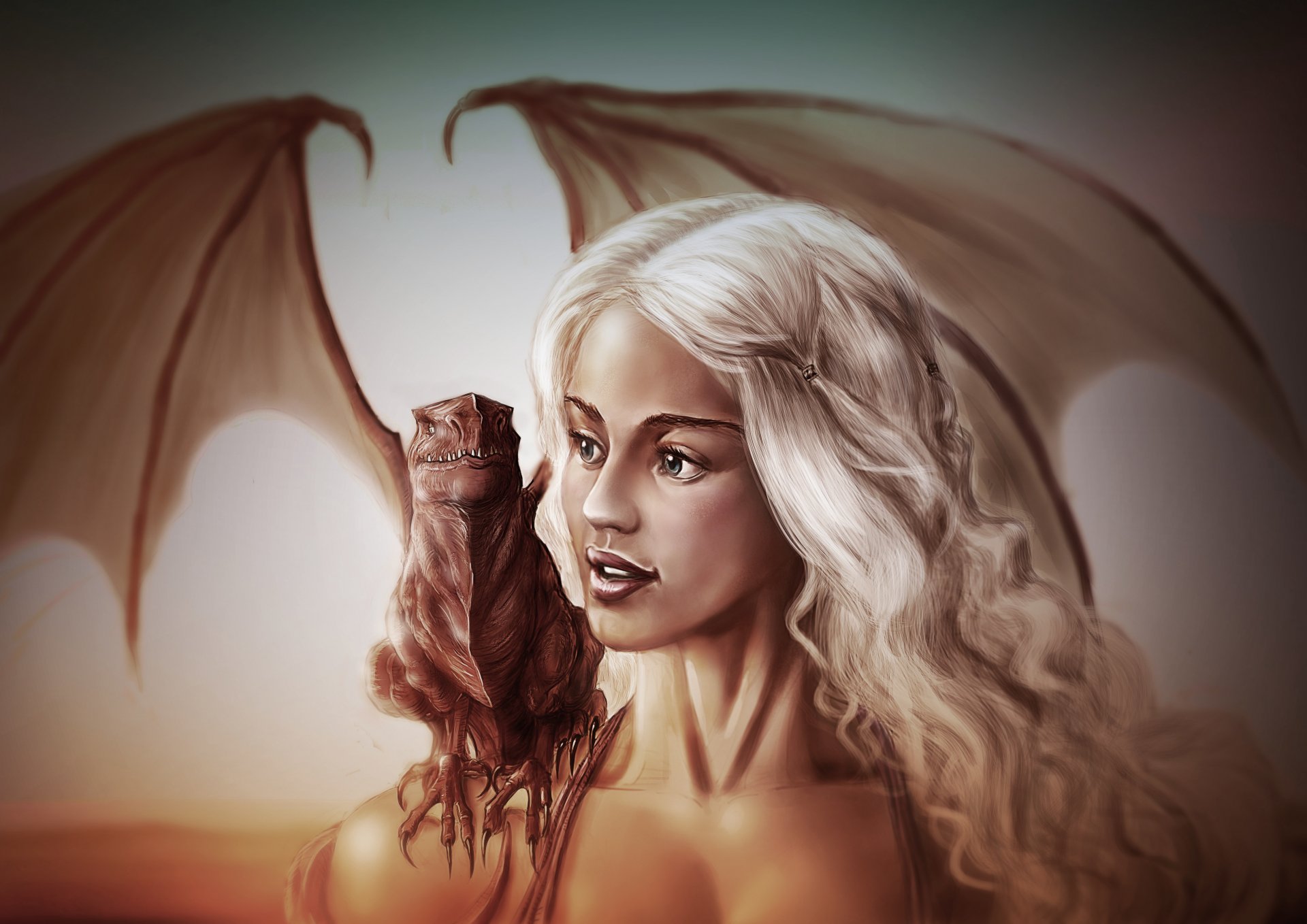 kunst game of thrones daenerys targaryen emilia clarke mädchen drache