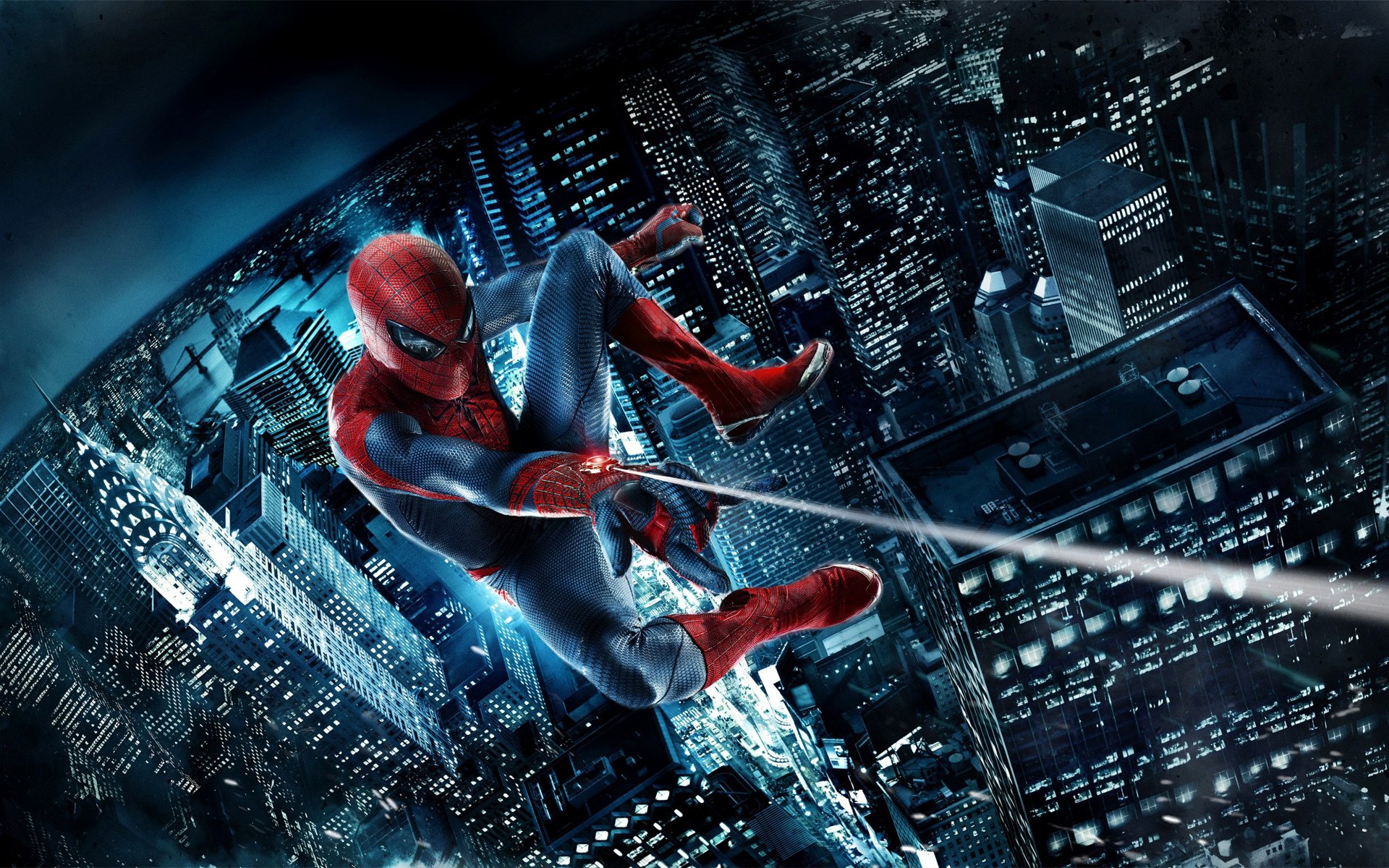 spider-man rascacielos pvutina vuela noche amazing spider-man