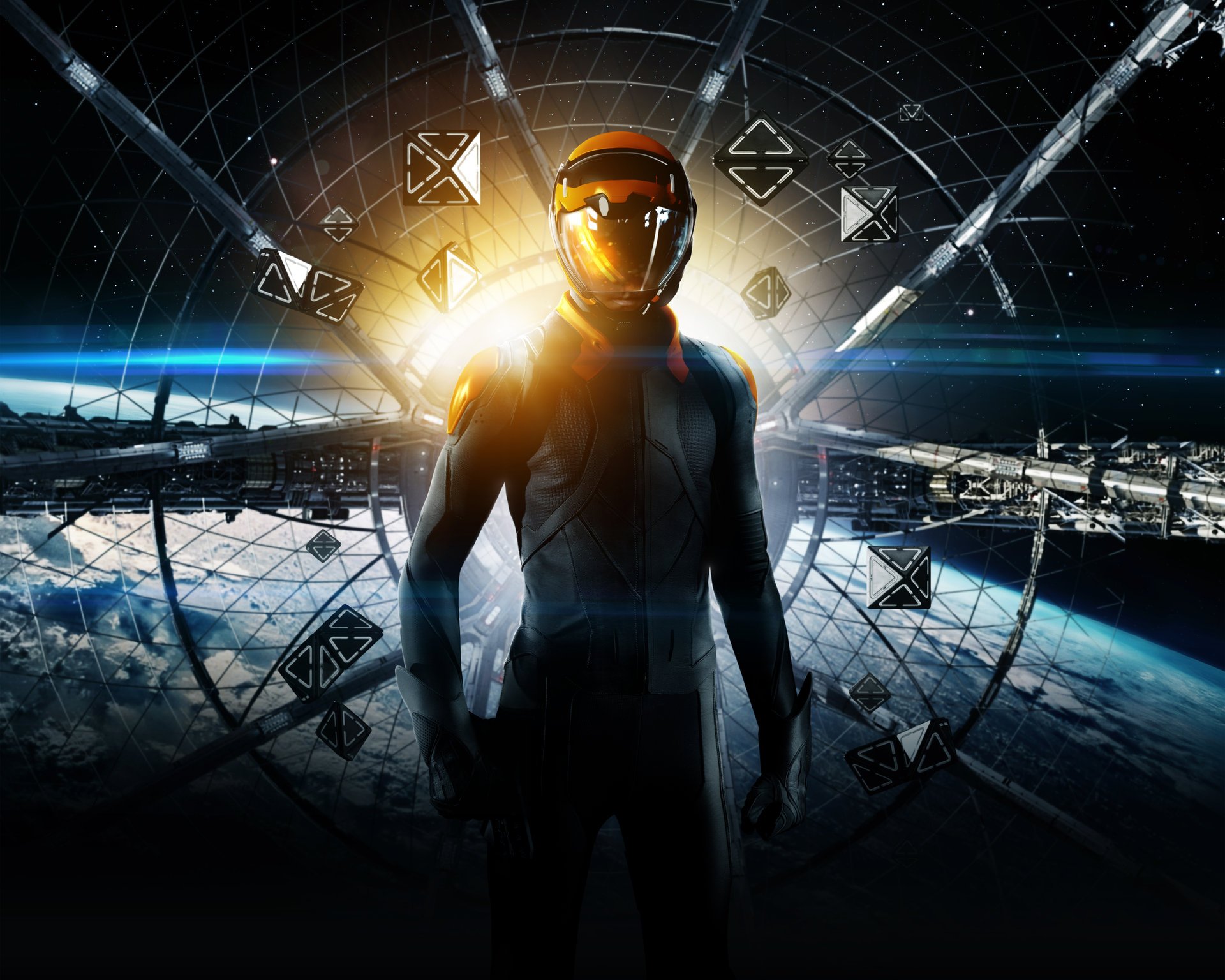 ender s game enders games ender s enders game summit entertainment lionsgate action adventure sci-fi fantasy butterfield ender wiggin harrison ford sun battleship ship earth sky space galaxy cloud fly armor stars