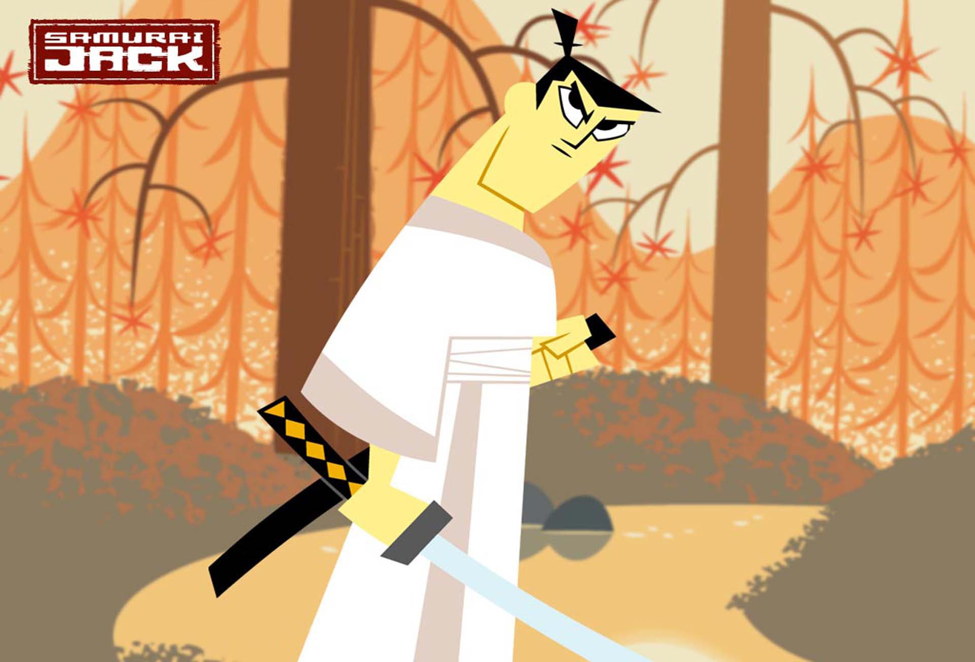 art dessin animé samurai jack série tv 2001-2004gg. dessiné avec aide flash animation fantastique action aventure. en colère magicien aku jeté guerrier samouraï par nom jack dans lointain avenir discipline et fidélité code faire jack héros habitants mais