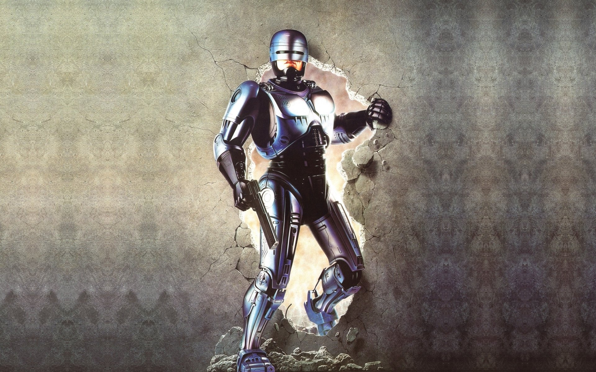 robocop police robot cyborg wall background