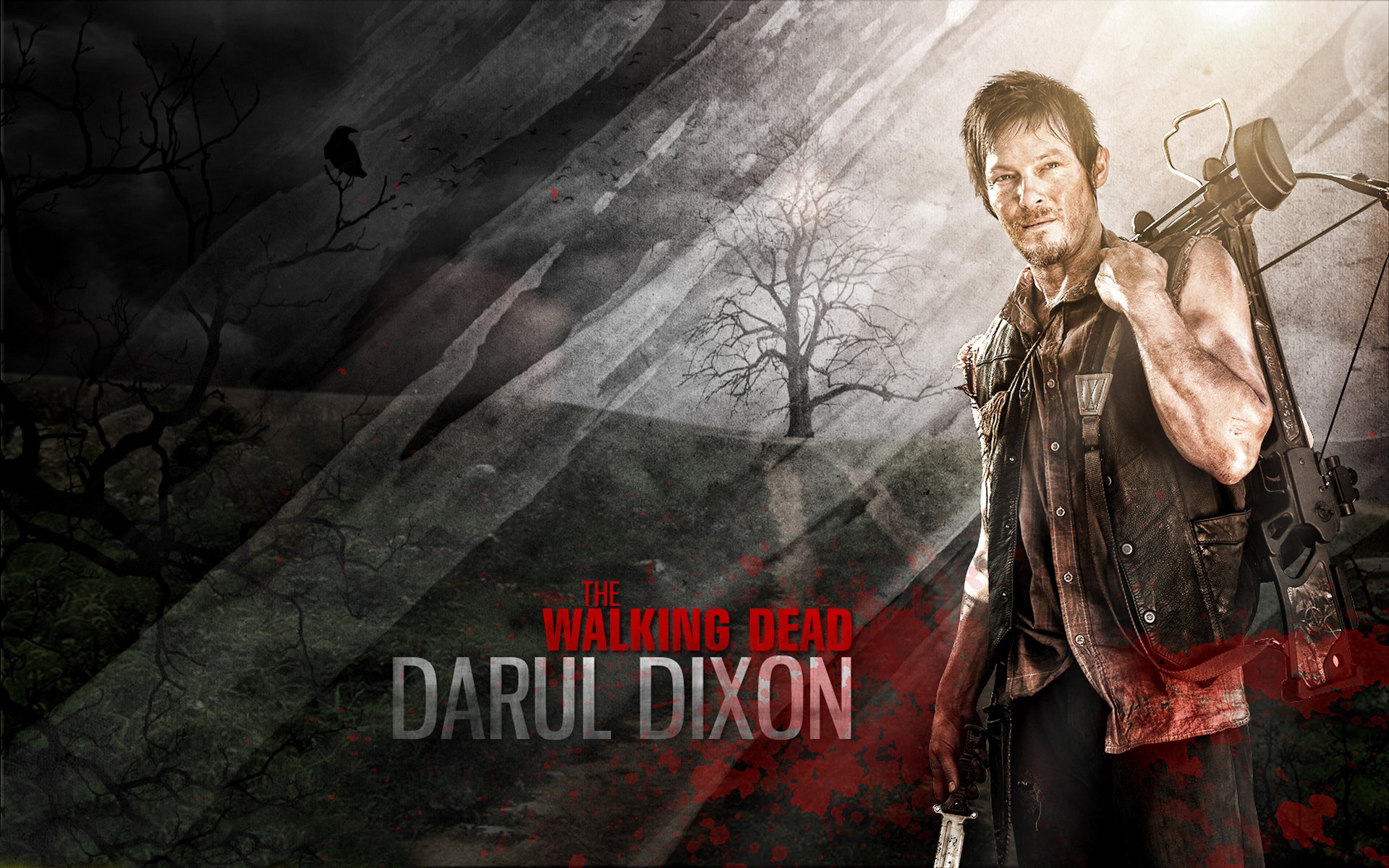 walking dead walking dead tv-serie zombies daryl dixon norman reedus armbrust messer hintergrund