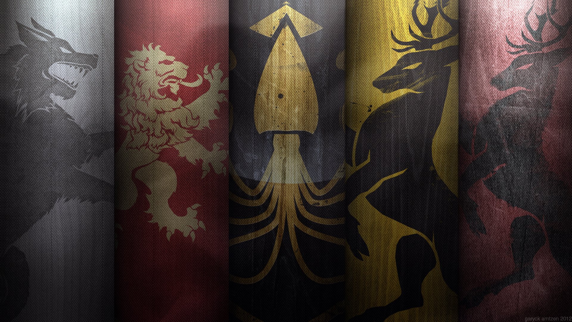 game of thrones das lied von eis und feuer der krieg der fünf könige wappen wolf hirsch oktopus löwe