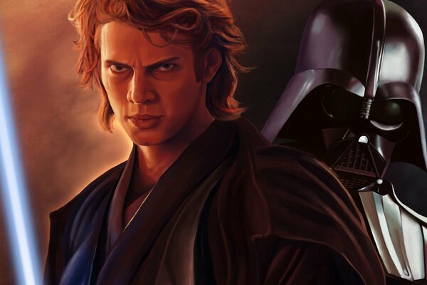 Zeichnung von Darth Vader und Hayden christensen aus Star Wars