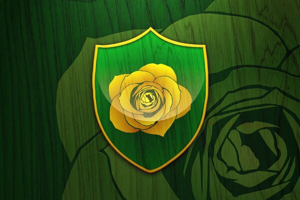 Rosa de oro sobre fondo verde