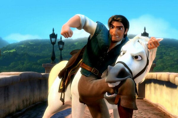 Cartone animato tangled: massimo, il cavallo e Rapunzel