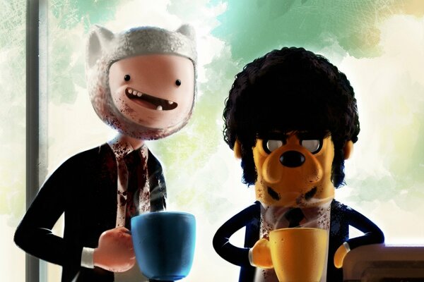 Finn and Jake parody pulp fiction