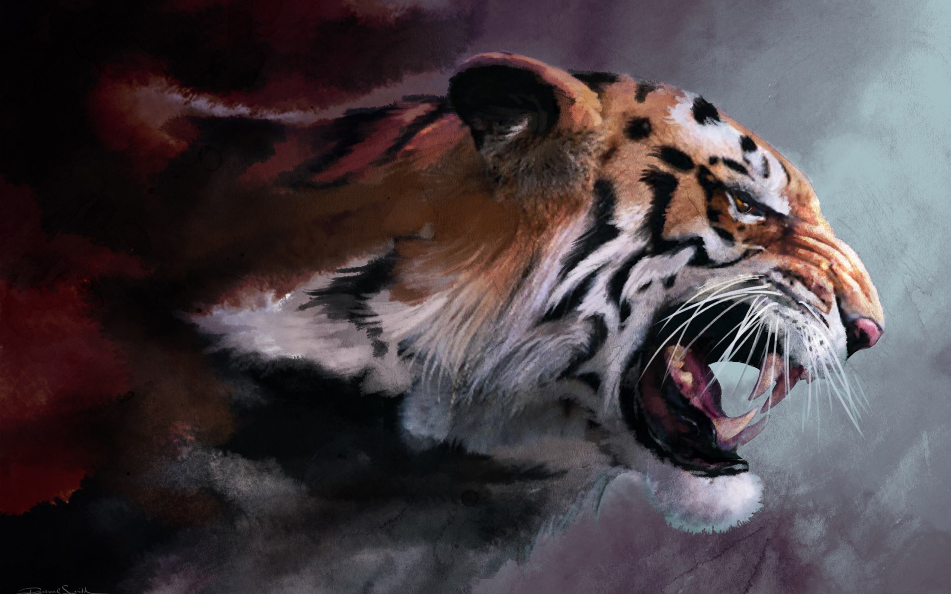 tiger cat picture rendering fangs fury