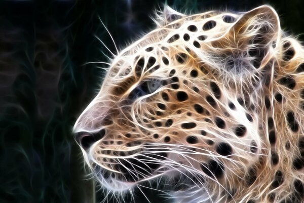 Image processing glowing leopard 